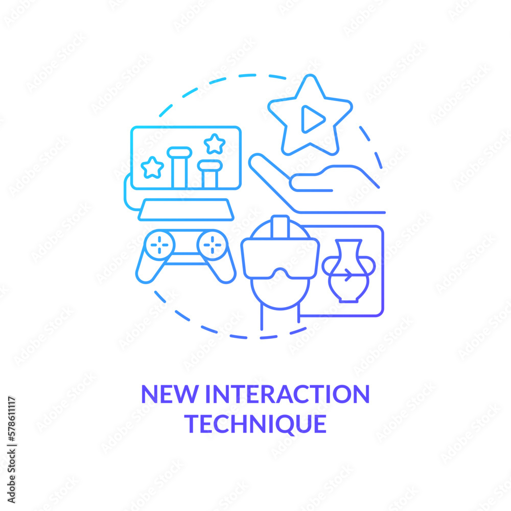New interaction technique blue gradient concept icon. Communication. Metaverse importance for business abstract idea thin line illustration. Isolated outline drawing. Myriad Pro-Bold font used