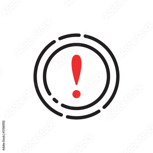 round icon with red exclamation point. flat linear style trend modern logotype graphic art website design element isolated on white. concept of attention please badge or immediate pictogram