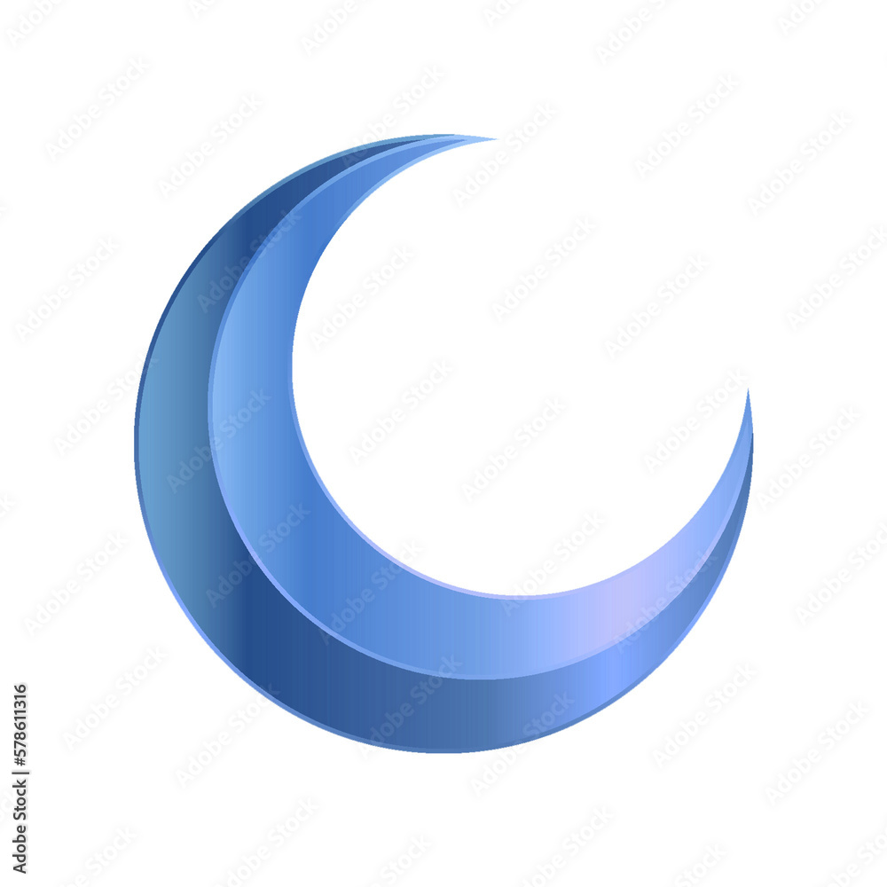 Luxury blue moon 3d transparant background for element design islamic 