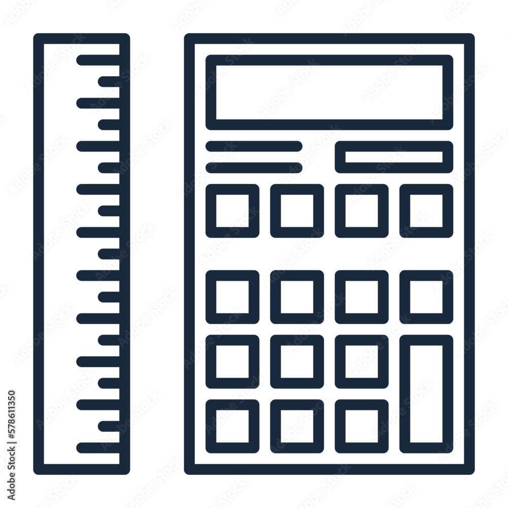 Ruler and calculator icon,
Measurement and calculation icon,
School supplies icon  with ruler and calculator, Mobile Apps, Web Sites, Print Projects and Your Design.