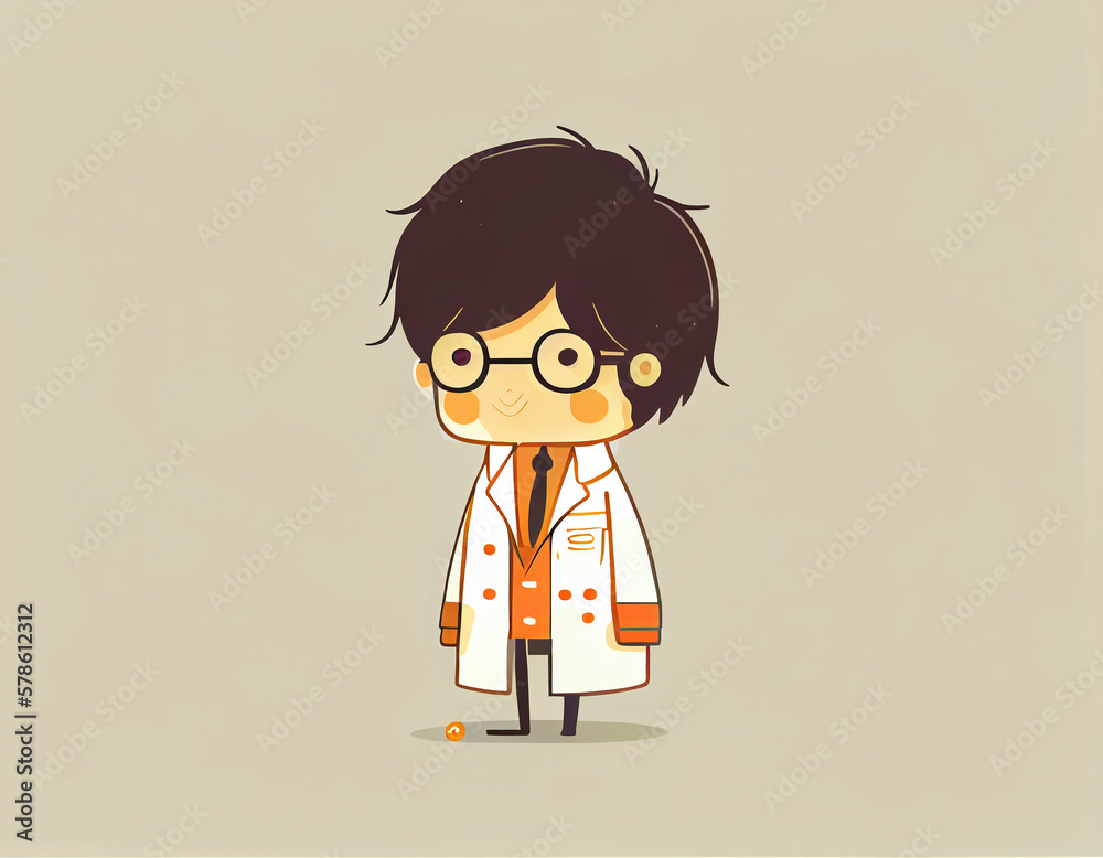 Illustration of cute asian doctor, Generative AI. Illustration of cute asian doctor, Generative AI.
