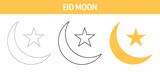 Eid Moon tracing and coloring worksheet for kids