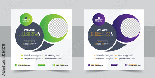 We are hiring job position square banner or social media post, Vacancy banner design finds a job, We are hiring banner, poster, background template