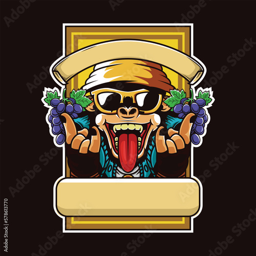 ape logo template, illustrator ape with grape.