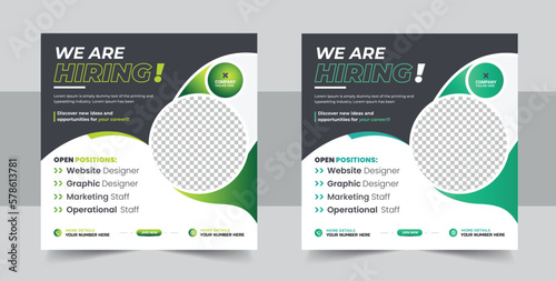 We are hiring job position square banner or social media post, Vacancy banner design finds a job, We are hiring banner, web banner, background template
