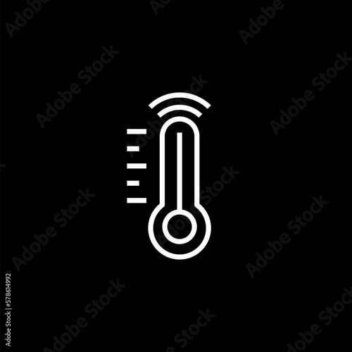Smart temperature line icon isolated on black background. 