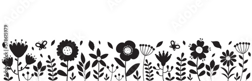 Silhouette Drawing Of Flowers And Plants