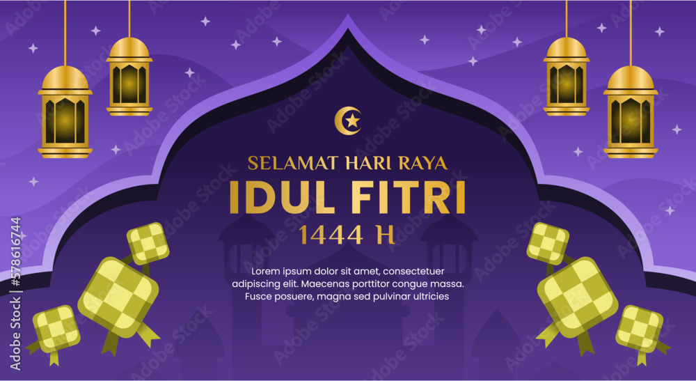 Eid al-fitr illustration hari raya idul fitri background Stock Vector