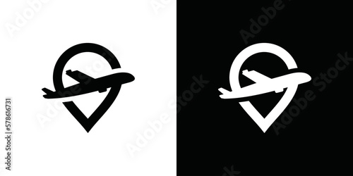 Air travel Icon design template. Travel logos. logo pins. Location on the map logo concept. Airplane icon. Airplane logo. Airplane vector. . Airplane icon.