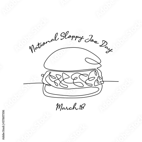 single line art of national sloppy joe day good for national sloppy joe day celebrate. line art. illustration.