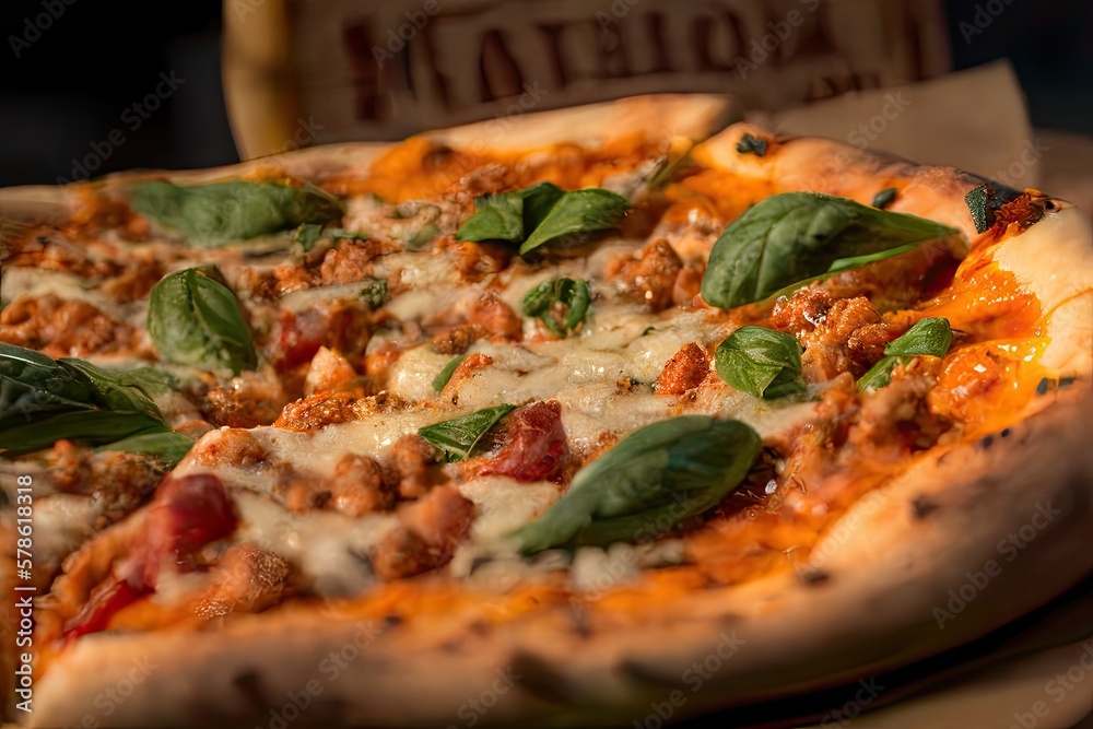 Italian napoli pizza. Closeup view. Generative AI