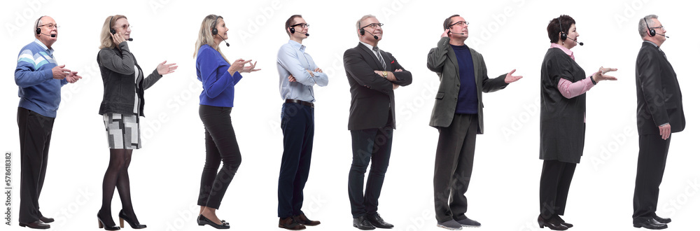 group of business people with microphone isolated group of business people with microphone isolated