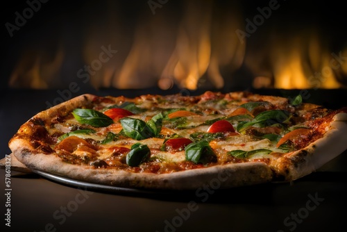 Italian napoli pizza. Closeup view. Generative AI