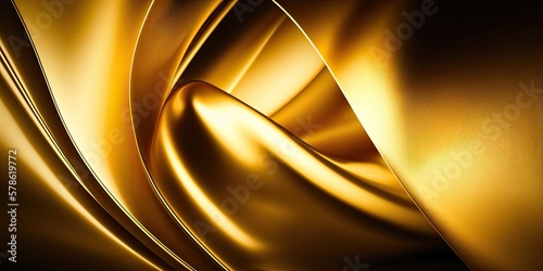 Abstract background with gold waves. Generative AI