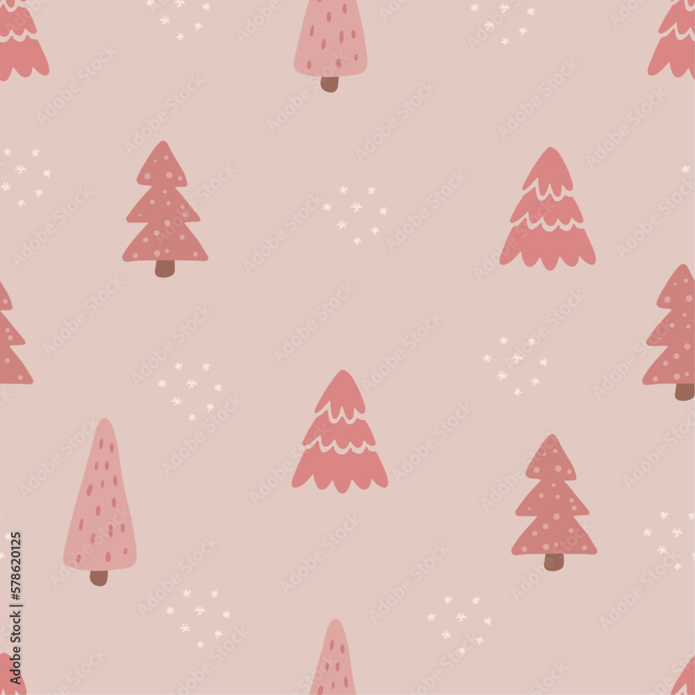 Seamless pattern with hand drawn Christmas trees. Seamless pattern with hand drawn Christmas trees.