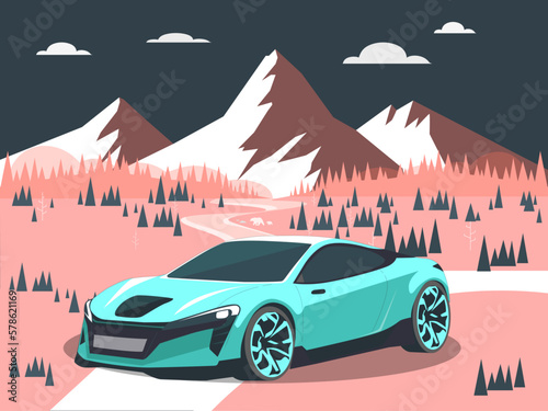 Super Car Mountain Pink Valley Night Hill
