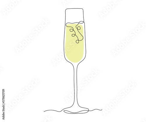 wine glass , champagne glass Continuous One Line Drawing