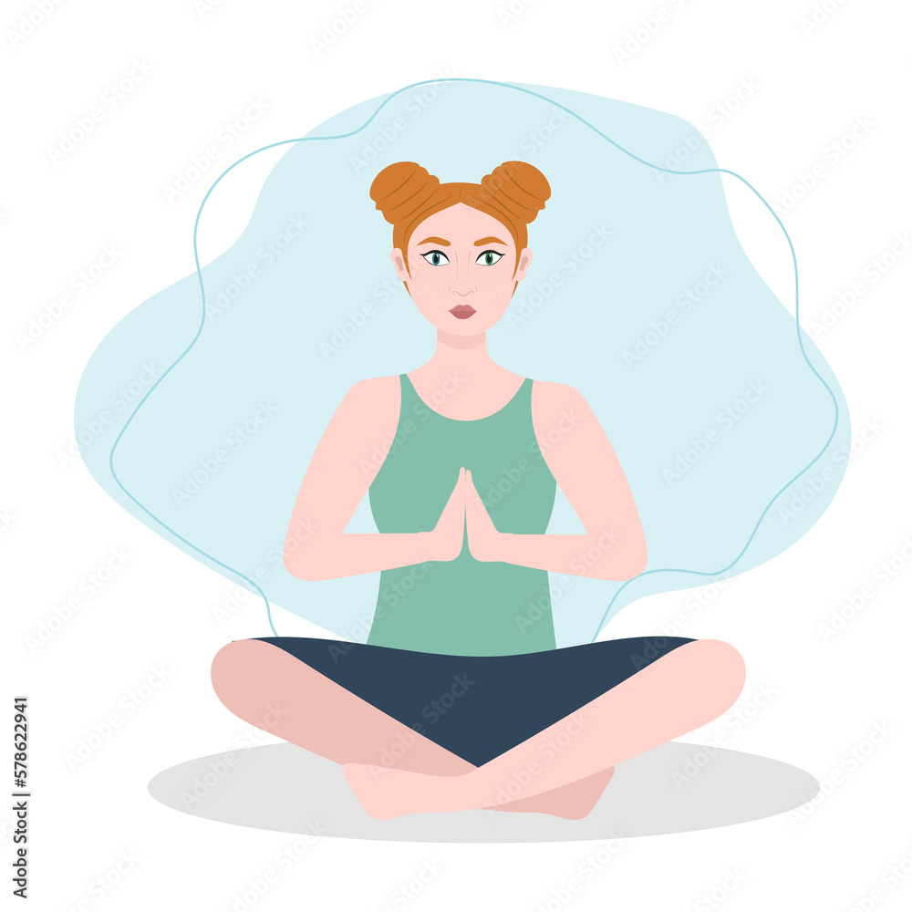 Woman exercising yoga. Vector illustration in flat cartoon style, concept illustration for healthy lifestyle, sport, exercising. Woman exercising yoga. Vector illustration in flat cartoon style, concept illustration for healthy lifestyle, sport, exercising.