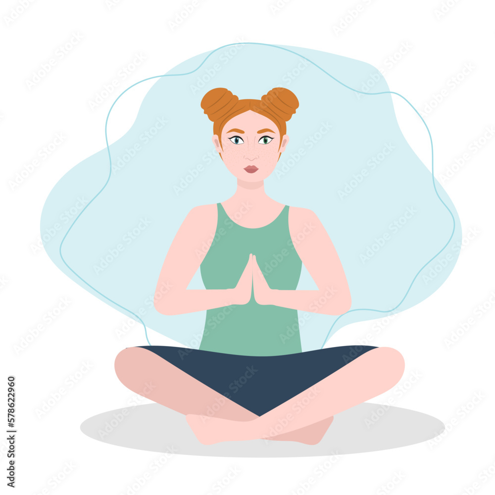 Woman exercising yoga. Vector illustration in flat cartoon style, concept illustration for healthy lifestyle, sport, exercising. Woman exercising yoga. Vector illustration in flat cartoon style, concept illustration for healthy lifestyle, sport, exercising.