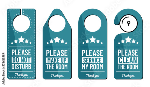 Please Do Not Disturb Sign Or Private Door Tag Set - Different Vector Illustrations Isolated On White Background