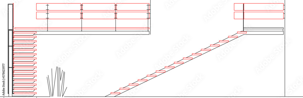 sketch vector illustration detail of house stairs sketch vector illustration detail of house stairs