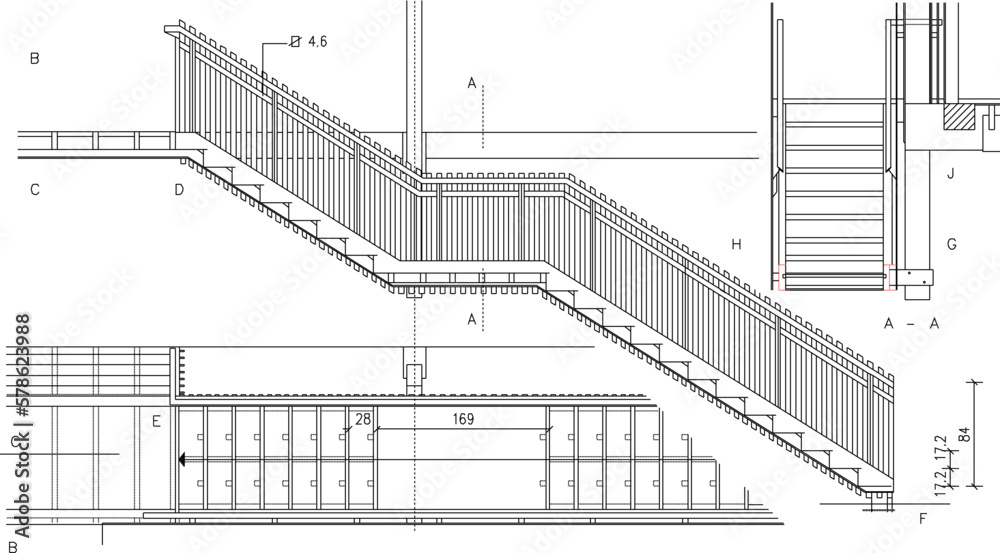 sketch vector illustration detail of house stairs