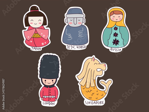 Canvas Print Cute country set icons kawaii style