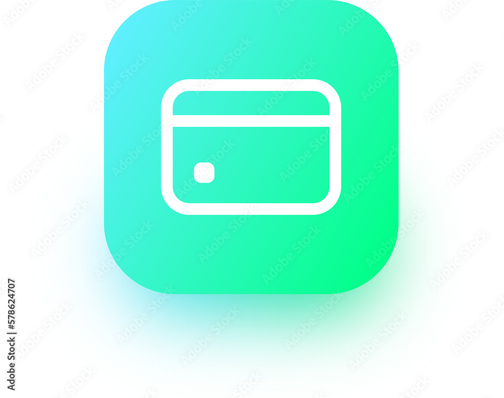 Credit card icon in square gradient colors. Payment card signs illustration. Credit card icon in square gradient colors. Payment card signs illustration.