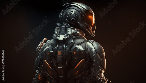 cyborg in space military suit, generative ai