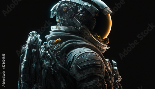 cyborg in space military suit, generative ai