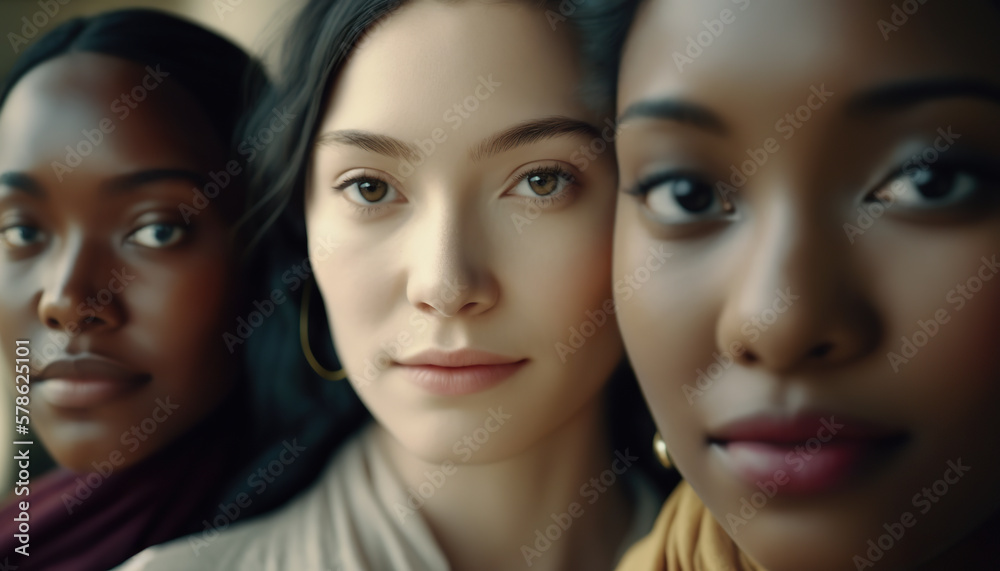 Young Women Empowering Themselves and Others. Generative AI illustration. Young Women Empowering Themselves and Others. Generative AI illustration.
