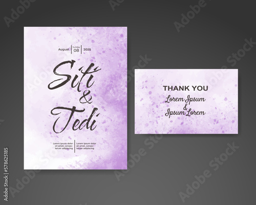 Wedding invitation with abstract watercolor background