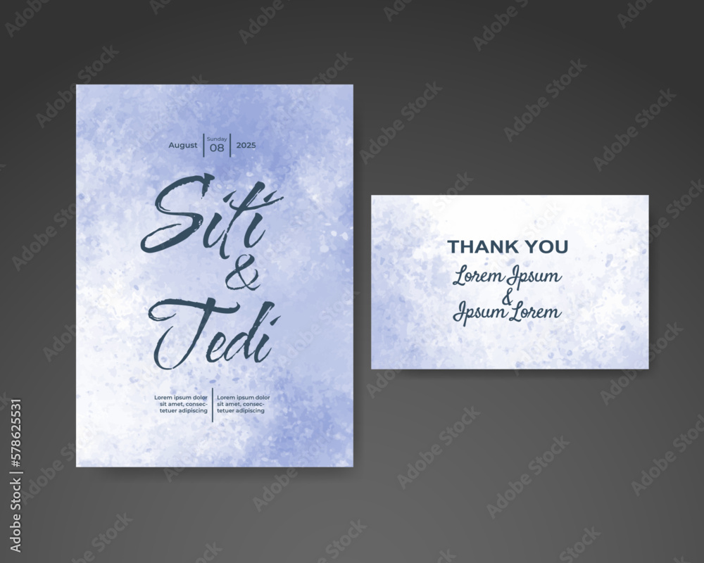 Wedding invitation with abstract watercolor background