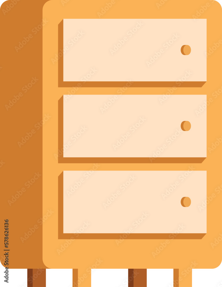 Wooden drawer flat vector icon. Dresser furniture cute and simple design. Wooden drawer flat vector icon. Dresser furniture cute and simple design.