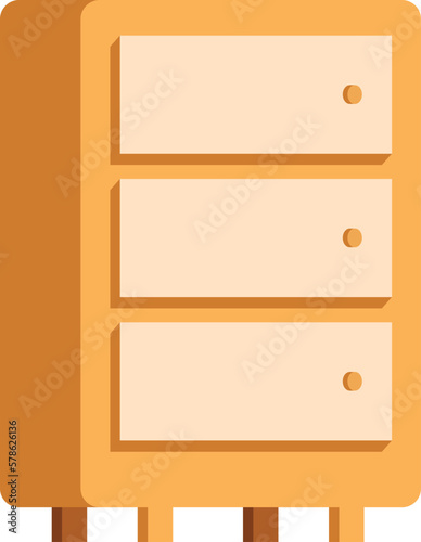 Wooden drawer flat vector icon. Dresser furniture cute and simple design.
