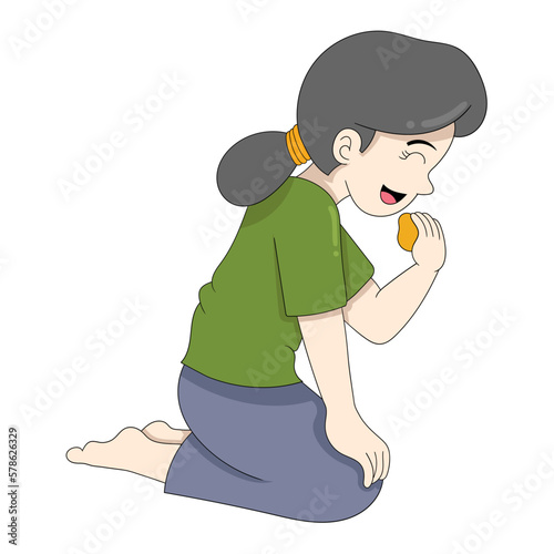 poor women are sitting still happy even though they have no money