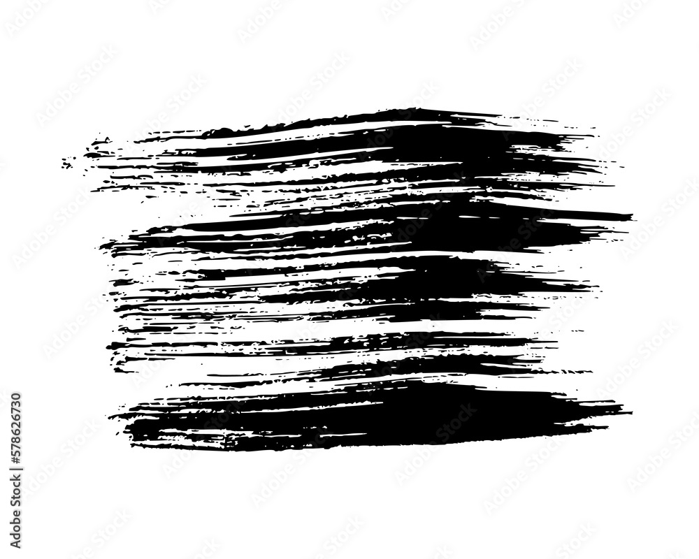Black brush stroke on white background
