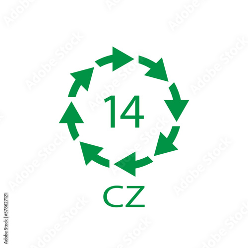 Battery recycling symbol 14 CZ . Vector illustration