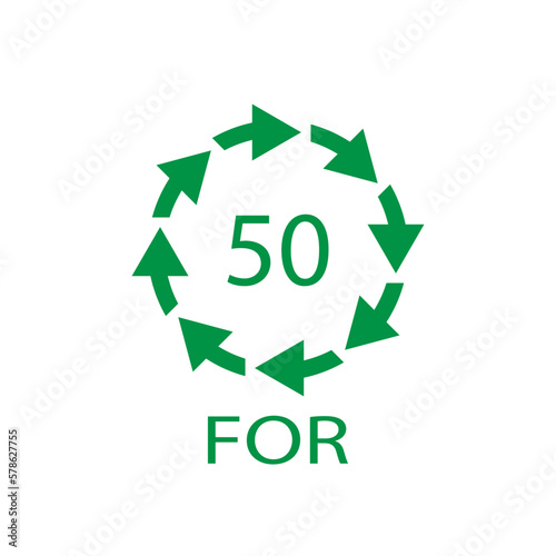 Bio material recycling code 50 FOR. Vector Illustration