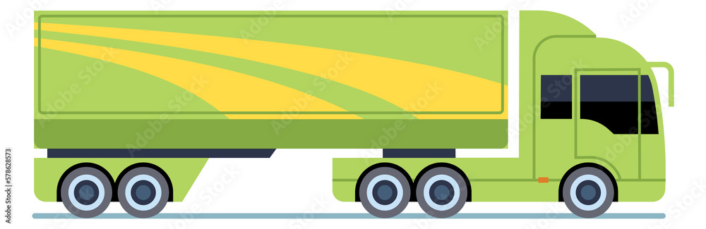 Trailer truck icon. Side view of cargo refrigerator car Trailer truck icon. Side view of cargo refrigerator car