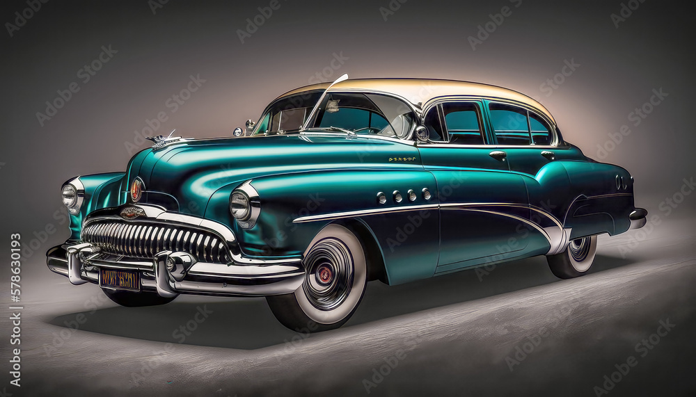 US Autos aus den 50-er Jahren Old Cars Cuba Retro Classic Abstrakte Illustration Gnerative AI Digital Art Hintergrund Background Cover Magazin