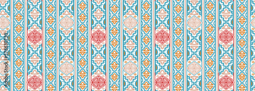 Rug asian motif decoration. Pattern tribal art, Ethnic indian, korean, and chinese hand drawn abstract symbol. Vector illustration for fashion textile print.