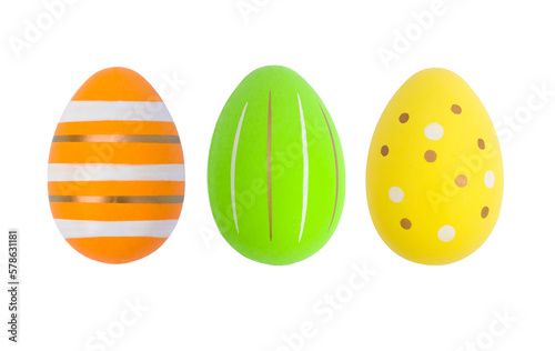 A set of easter eggs with different colors isolated on white background