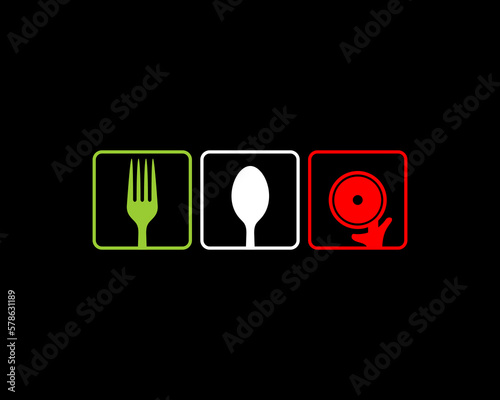 Italian pizza tools vector logo