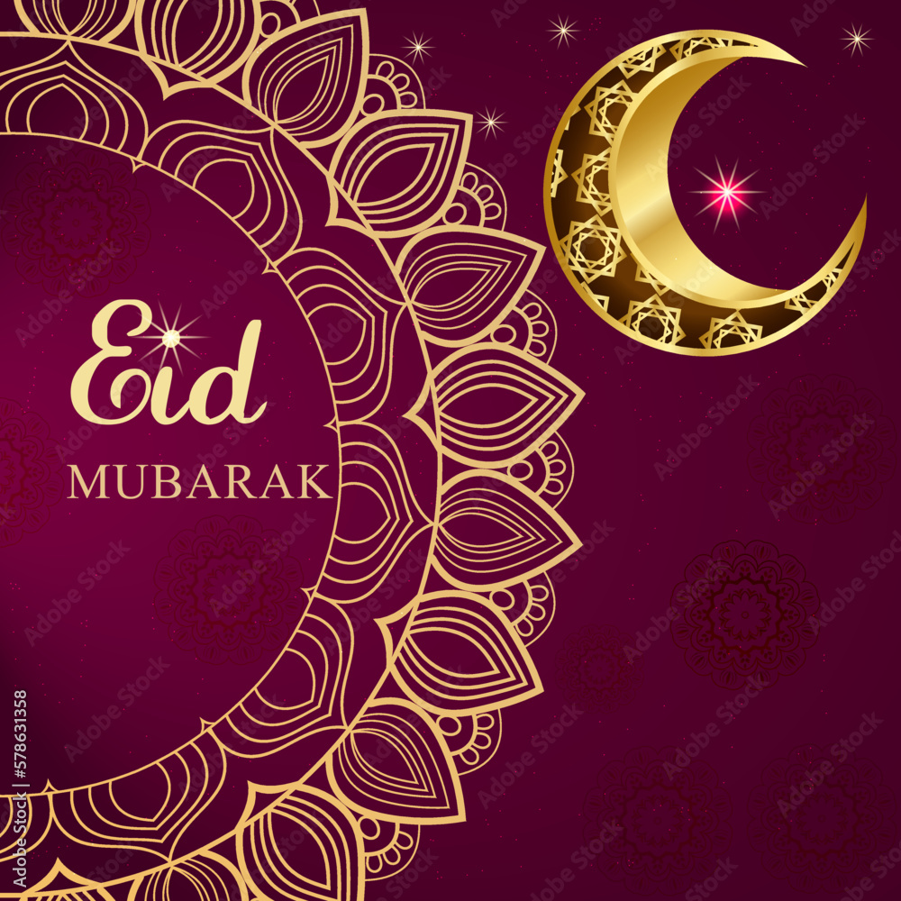 Eid mubarak islamic greeting card , poster, banner design