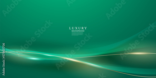 green abstract background design with elegant golden elements vector illustration