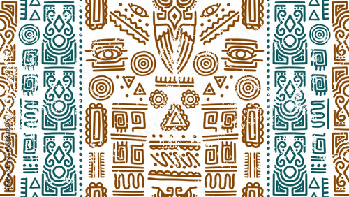Ethnic handmade pattern, ornament africa culture design. Vector illustration decorative. Fashion textile print.
