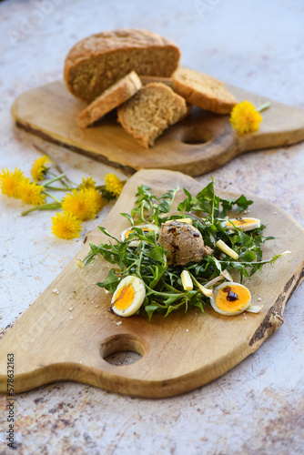 Liver pate on rocket and bread
