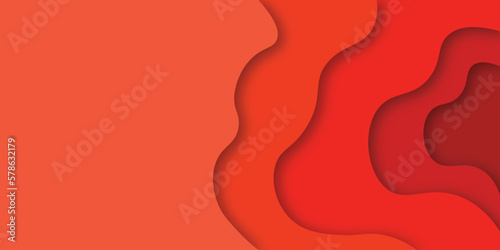 Modern abstract background with red paper cut layers. Vector illustration.