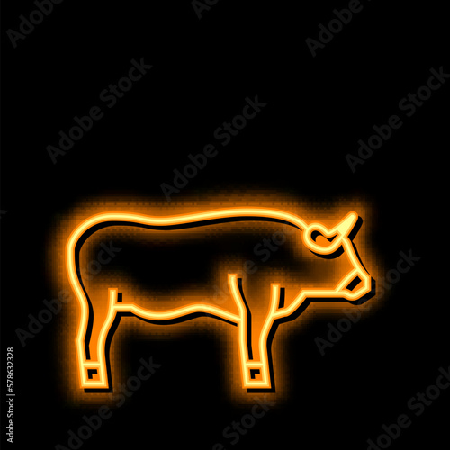 bull farm animal neon glow icon illustration